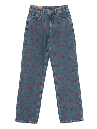 Farm Rio Jeans con ricamo a fiori - Blu