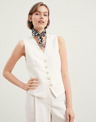 Brunello Cucinelli Cream Tailored Buttoned Vest, Brand Size 38 (US Size 4)