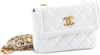 Chanel CC Chain Quilted Shiny Aged Calfskin belt bag - Wit