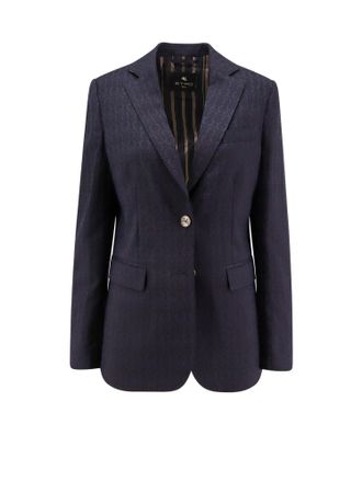 Etro Single-Breasted Wool Blazer With Iconic Pattern-Donna