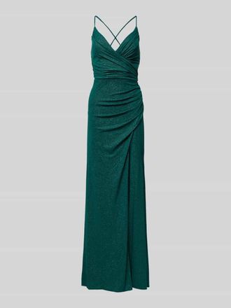 Mascara Abendkleid mit Gehschlitz in Dunkelgruen, Größe 44