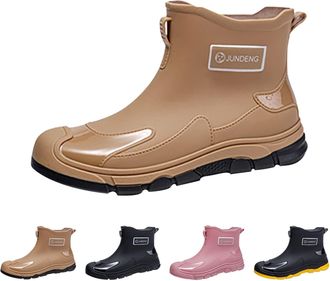 Generic Women Wellington Boots, Ankle Wellies Fashion Short Rain Boots Waterproof Comfortable Chelsea Rainboots Non-Slip Gardening Rubber Rain Shoes for Outdo