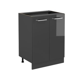 Vicco Mueble Bajo De Cocina R-line, Antracita Alto Brillo, 60 Cm Sin Encimera