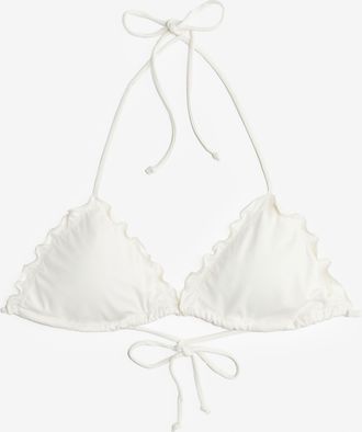 H&M Wattiertes Triangel-Bikinitop - White