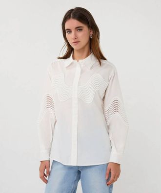 Esqualo Lill Lace Poplin Blouse In Off-White