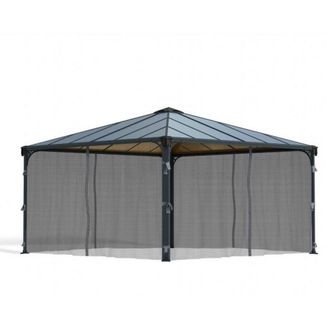 Palram Net Curtain set for Square Gazebo 4X (Gazebo Not Included) in Grey