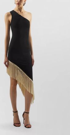 Taller Marmo one-shoulder sleeveless asymmetric fringe mini dress