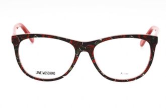 Love Moschino MOL524 Printed Oval Eyeglasses - Red