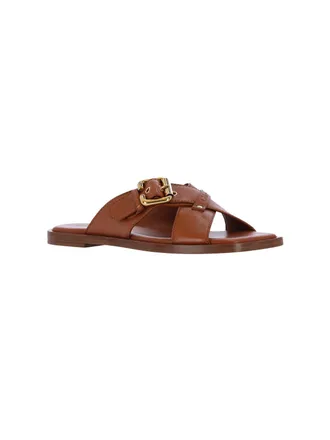 Chlo&eacute; Womens Chlo&egrave; Sandals Brown Upper: Leather Lamb