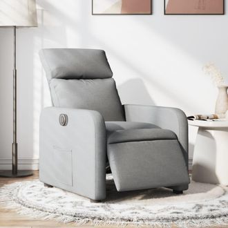 vidaXL Sill&oacute;n Reclinable El&eacute;ctrico Tela Gris Claro Vidaxl