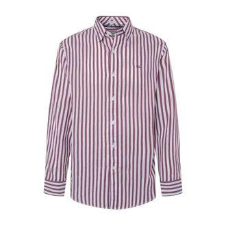 Pepe Jeans London Gestreept overhemd met lange mouwen - Heren - Casual Overhemden - Rood - 2XL - Overhemden