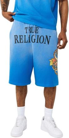 True Religion Floral Snake Mikey Cotton Blend Sweat Shorts in Lapis Blue at Nordstrom, Size Xxx-Large
