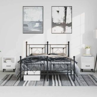 Berkfield Home Metal Bed Frame without Mattress with Footboard Black 193x203cm | Size: 193x203 cm