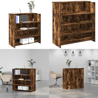 vidaXL Banco Reception Rovere Fumo 100x50x103,5cm in Legno Multistrato - Bancone reception - Archiviazione