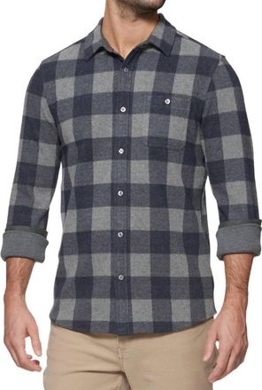 FAIRFAX & FAVOR Thatcher Long Sleeve Hero Knit Flannel Shirt Top In Navy/grey