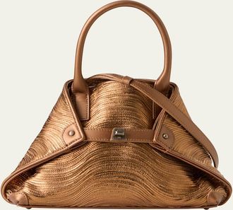 Akris Ai Little Wavy Metallic Leather Top-Handle Bag
