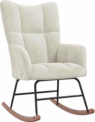 vidaXL Silla Mecedora De Terciopelo Blanco Crema Vidaxl
