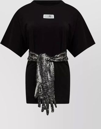Maison Margiela cotton sequin belted short-sleeve t-shirt