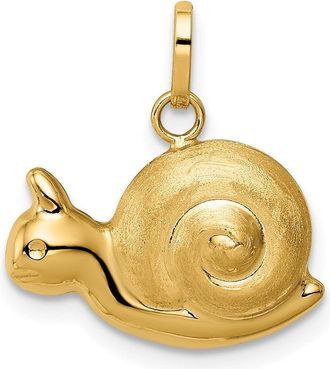 Diamond2Deal 14k Yellow Gold Hollow Satin and Polished Snail Charm Pendant