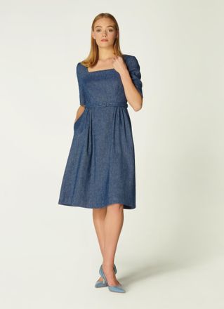 L.k. Bennett Womens Wilson Dress, Denim - Blue Cotton - Size 12 UK