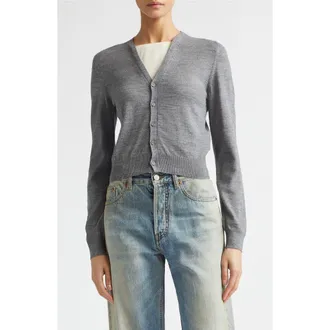 Maison Margiela Wool Blend Cardigan in Grey Melange at Nordstrom, Size X-Small