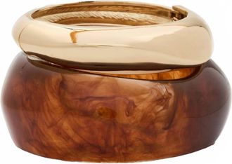 Shashi Tortoise Bangle Bracelet Set In Brown/gold