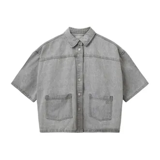 Sofie Schnoor Denim Shirts, female, Gray, Size: XS Melissa Denim Loose Fit Overshirt