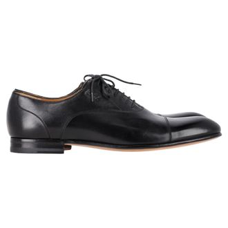 Gucci Pre-owned Mens Cap-Toe Lace-Up Derby Shoes in Black Leather - Size UK 8