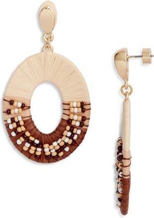 Nordstrom Raffia Beaded Oval Drop Earrings in Neutral Multi- Gold at Nordstrom Rack