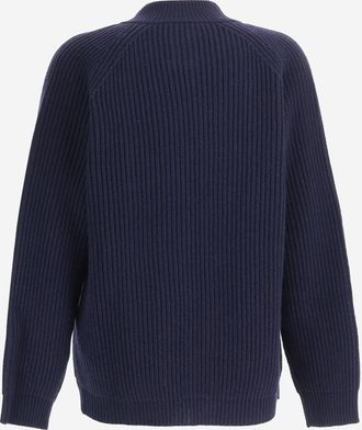 Gucci Boys Wool Cardigan With Contrasting Stripes Navy Sweater