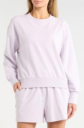 Zella Relay Terry Crewneck Sweatshirt in Purple Hush at Nordstrom Rack, Size X-Large