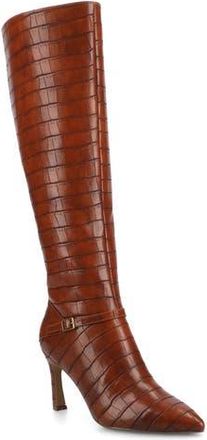 Journee Collection Elara Tall Boot in Cognac Crocodile at Nordstrom Rack, Size 8.5 Regular Calf
