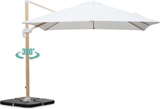 Oviala Sombrilla cuadrado colgante (3 x 3 m) M&aacute;stil de imitaci&oacute;n de madera