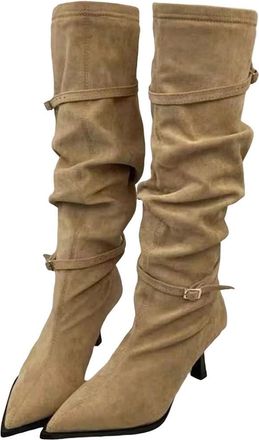 Generic Womens Chunky Platform Pointed Toe Over The Knee Boots High Heel Long Booties