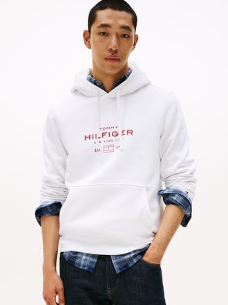 Tommy Hilfiger Kapuzensweatshirt TOMMY HILFIGER OVAL GRAPHIC HOODIE, Herren, Gr. XL, weiss (wei&szlig;), Sweatware, Obermaterial: 63% Baumwolle, 37% Polyester, unifarben, 