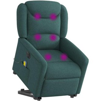 vidaXL Vidaxl - Sill&oacute;n Masaje El&eacute;ctrico Reclinable Elevable Tela Verde Oscuro