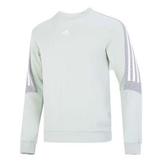 adidas Mens adidas Fi 3S Crew Classic Colorblock Athleisure Casual Sports Round Neck Green HK4564