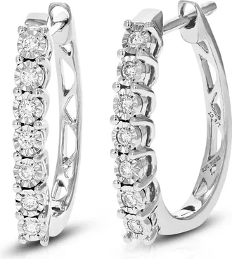Vir Jewels 1/5 cttw Lab Grown Diamond Hoops Earrings in Sterling Silver With Clip On Backs For Women
