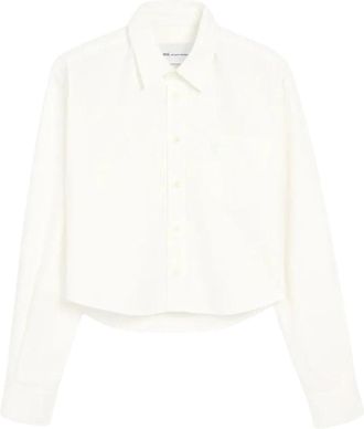Ami Cropped Katoenen Shirt - Dames - Overhemden - Wit - L - Katoen - Overhemden