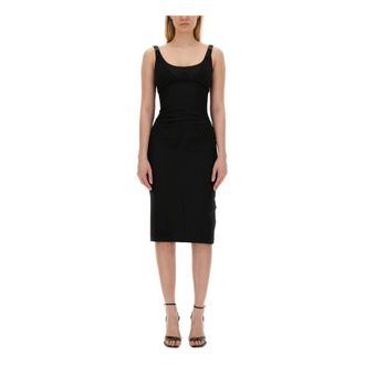 Versace Jeans Couture Baroque Buckle Midi Dress - female - Versace Jeans Couture - Midi Dresses - Black - XS - Dresses