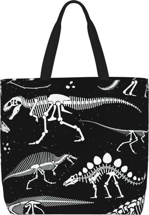 Generic Women Handbag Black And White Dinosaur Skeleton Pattern Ladies Shopping Shoulder Bag Waterproof Retro Ladies Purse, For Work, Christmas, School, Swim,