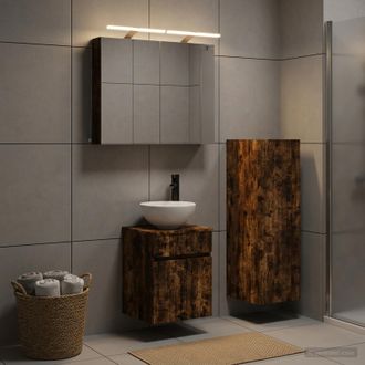 vidaXL Vidaxl Set Di Mobili Per Il Bagno 4 Pz Rovere Fumo