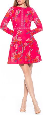 Alexia Admor Alexa Floral Long Sleeve Fit & Flare Dress in Pink Multi at Nordstrom Rack, Size 12