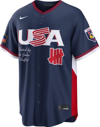 Nike USA Baseball 2026 World Baseball Classic Undefeated Nike Mens Stadium Jersey in Blue | RE260KZ2W8A-D4E