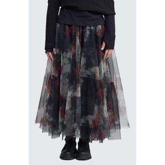 Luukaa D'Celli Brynwyn Printed Tulle Skirt in Red Print at Nordstrom, Size 6