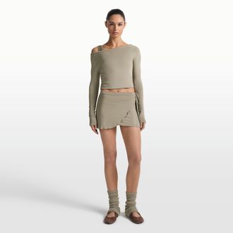 Nike Womens SKIMS Stretch Knit Wrap Skirt in Brown | SKIRTSKT10091W-DNE