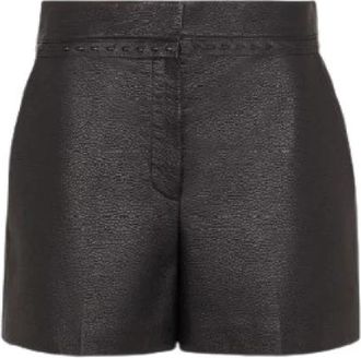 Fendi Soft Hammered Leather Shorts - Dames - Bermuda - Zwart - S - Leer - Korte Broeken