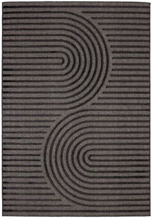 Nazar Rugs Alfombra negra interior/exterior con motivo de grandes arcos 200x290