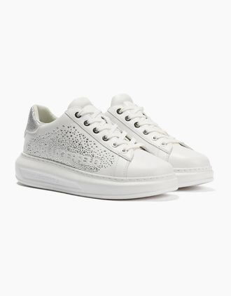 Karl Lagerfeld Womens Karl Lagerfeld Kapri Konstellation Leather Womens White/Silver Trainers - Size: 4