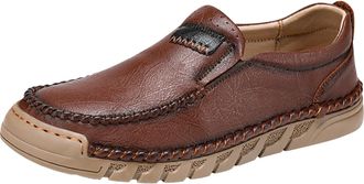 Generic Mens Leather Slip On Loafers Non Slip Breathable Business Shoes Easy Wear Without Lacing Trainers Plus Size Comfy Sneakers for Indoor Outdoor Athletic